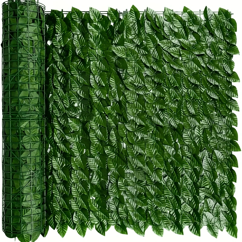 TEMU 1pc Uv-resistant Artificial Hedge Fence Privacy Screen - Faux Green Leaves Panel For Outdoor Garden Decoration & Balcony Fencing