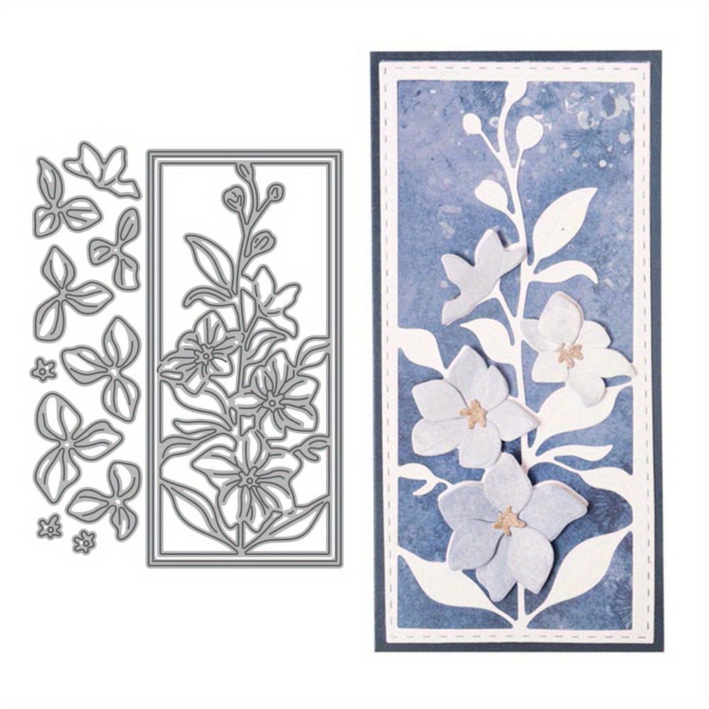 

Beautiful Flower Branch Rectangular Frame Cutting Dies Decor For Card Paper Craft Diy Template Album Embossing Scrapbooking For Gift Blessing Birthday Thanks Valentine's Day Card.happy Holidays!