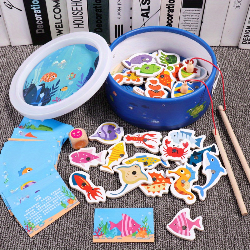 Wooden Ocean Fishing Toys/children's Early Education - Temu