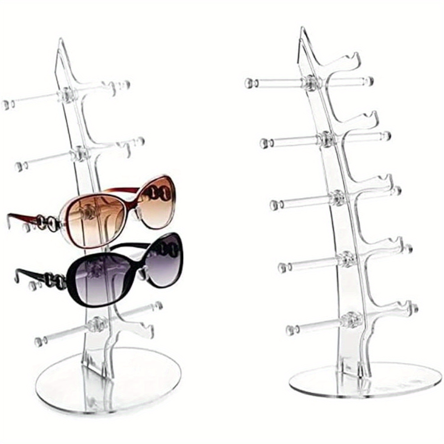 

1pc/2pcs 5 Sunglasses Holder, Clear Acrylic Glasses Rack, Eyeglasses Display Stand, Storage Organizer For Jewelry Eyewear, Display Stand, Home Organization And Storage, Bedroom Accessories