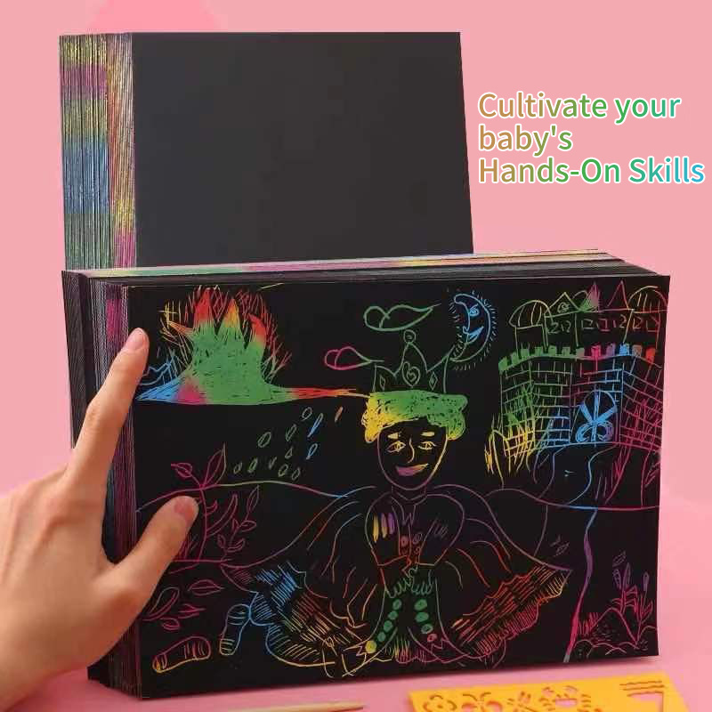 59pcs Kit Di Carta Da Disegno Arcobaleno: Giocattoli Fai-da-te Perfetti Per  Bambini Creativi - Attività Educative, Forniture Artistiche Per  Artigianato, Regali Per Feste E Compleanni 50 Fogli Di Carta Graffiata + 5