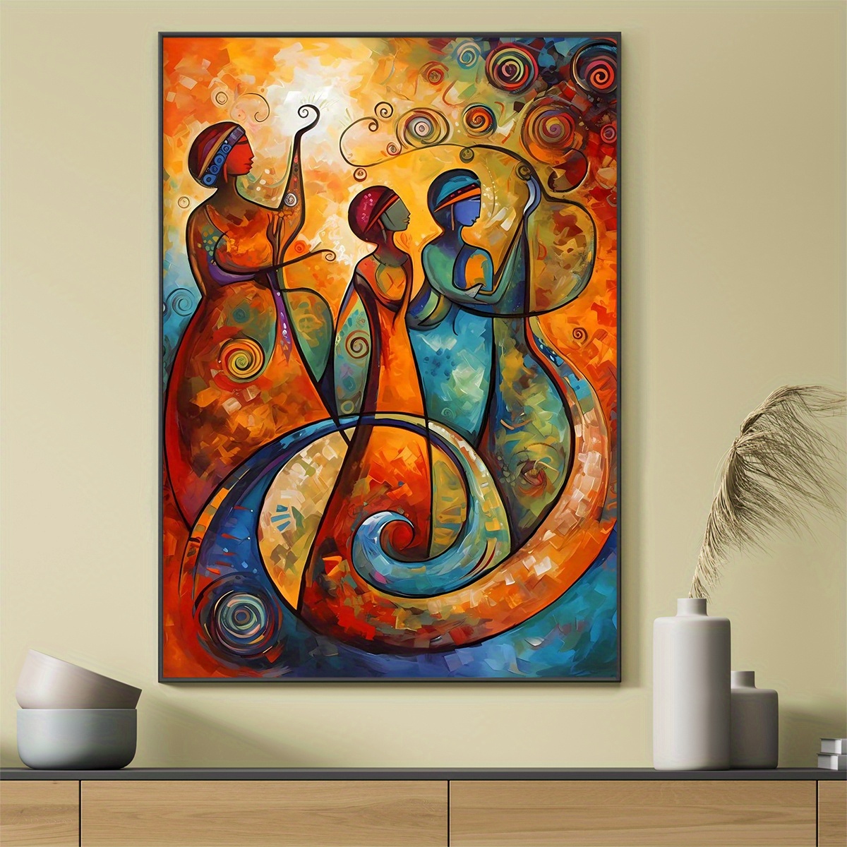 

1pc African Women Poster Canvas Wall Art For Home Decor, Abstract Poster Wall Decor High Quality Canvas Prints For Living Room Bedroom Kitchen Office Cafe Decor, Perfect Gift And Decoration