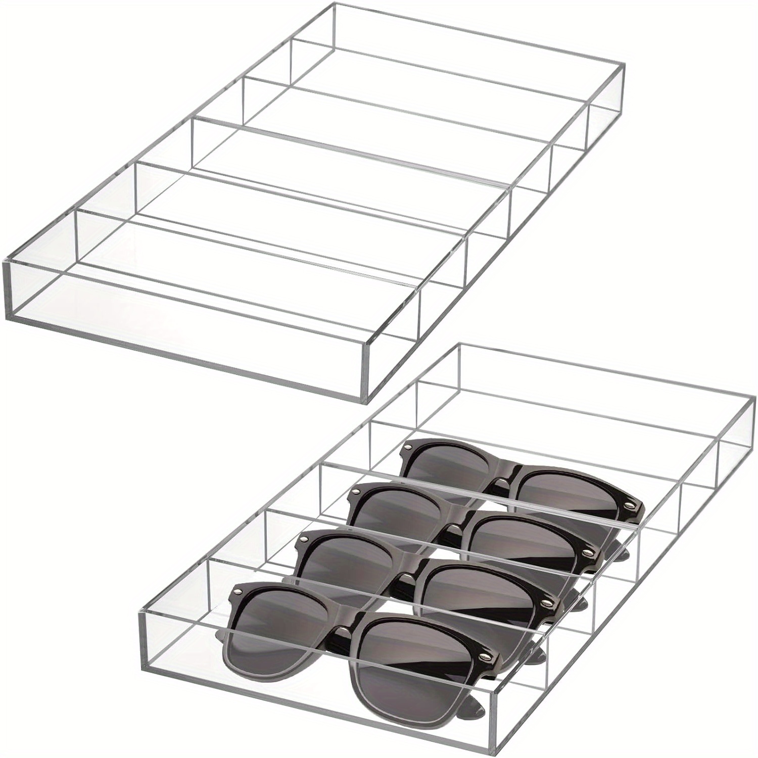 

1pc Acrylic Sunglasses Organizer, 6 Slots Clear Eyeglasses Storage Tray, Stackable Eyewear Display Tray For Sunglasses, Fashion Eye Wear Holder, Protective Glasses Container, Bedroom Accessories