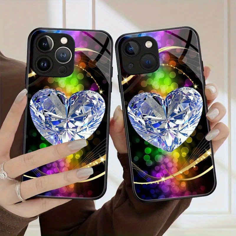 

Fashion Dazzling Phone Case Glass Back Cover For Iphone 15 Pro Max 15 Plus For Iphone 14 Pro Max 14 Plus 13 Pro Max 12 Pro Max 11 Pro Max