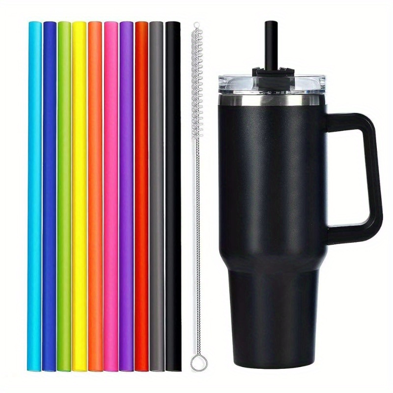 

10 Colors Replacement Straws For 40 Oz 30 Oz, Reusable Plastic Straws For Cup Accessories, Half Gallon Jug, And 1 Brush, Suitable For Restaurant/cafes