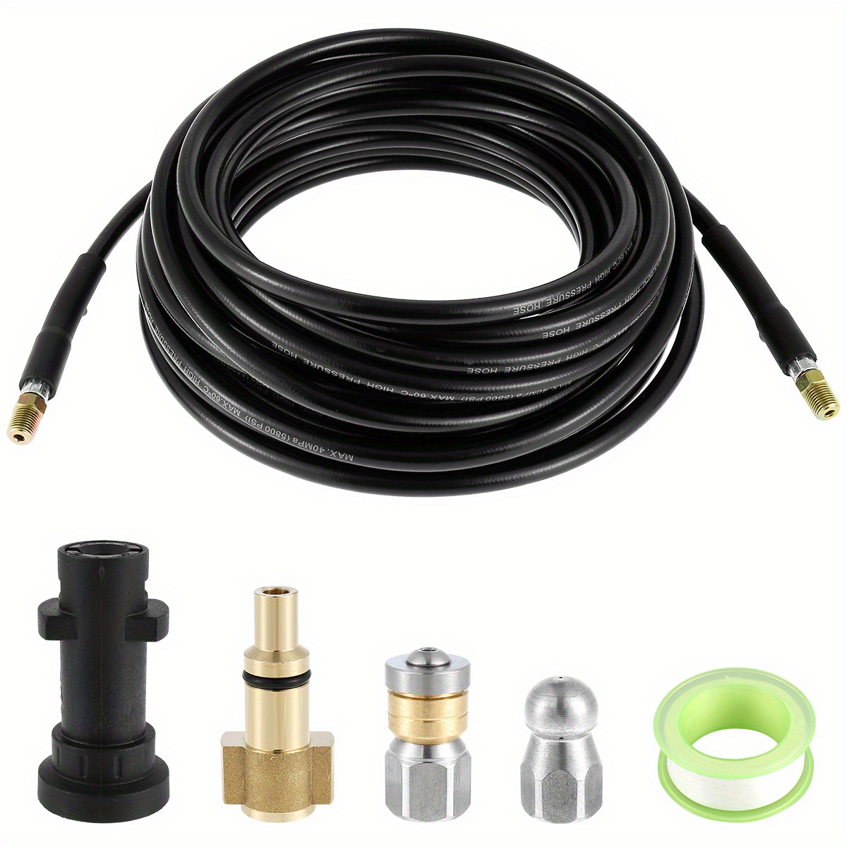 

1set Sewer Jetter Kit 33/50ft High Pressure Washer Drain Cleaning Hose Kit 1/4 Inches Sewer Jetter Nozzle Kit Pipes Gutters Cleaning Tool Compatible With K2 - K7 Series Pressure Washer