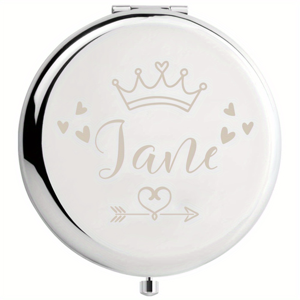 

1pc, Custom Name Mirror Compact Crown Heart-shaped Arrow Pocket Makeup Folding Mirror Graduation Gift Sister Bridesmaid Friends Party Gift Birthday Valentine's Day Mother's Day Wedding Gift