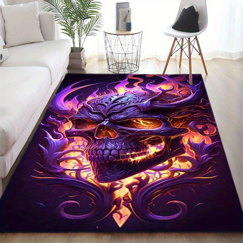 

[800g/m2g Weight Crystal Velvet] 1pc Flame Pattern Rug Non-slip Area Rug Office Chair Mat Carpet For Living Room Bedroom Home Decor