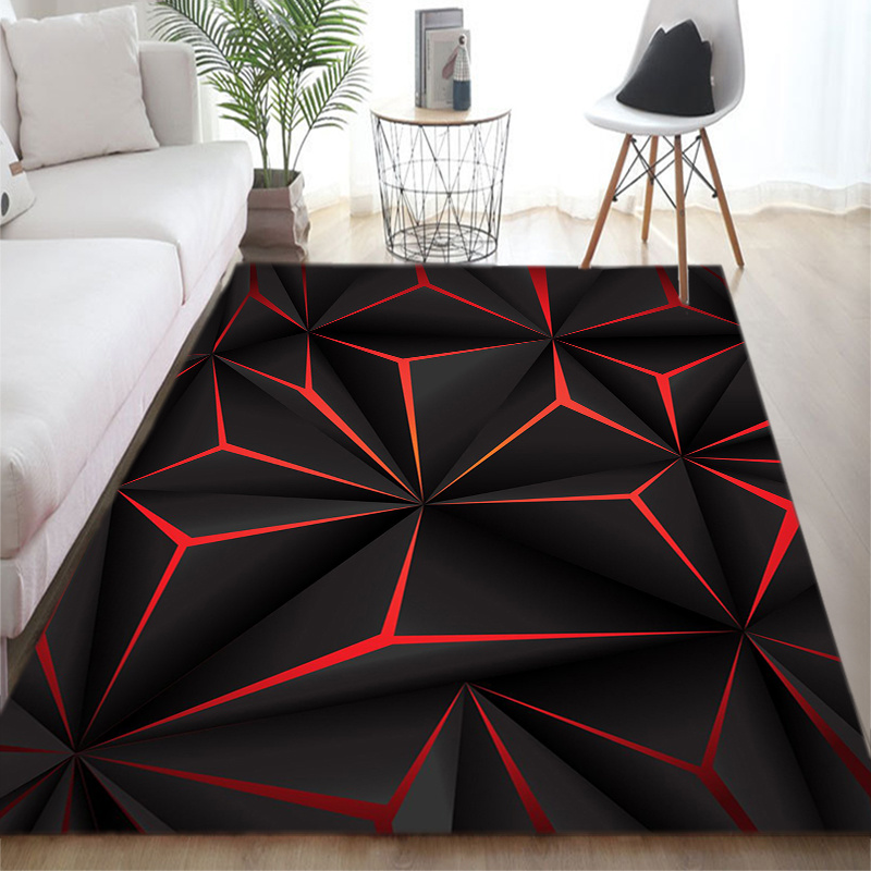 

[800g/m2g Weight Crystal Velvet] 1pc Red Checkered Modern Pattern Rug Non-slip Area Rug Office Chair Mat Carpet For Living Room Bedroom Home Decor