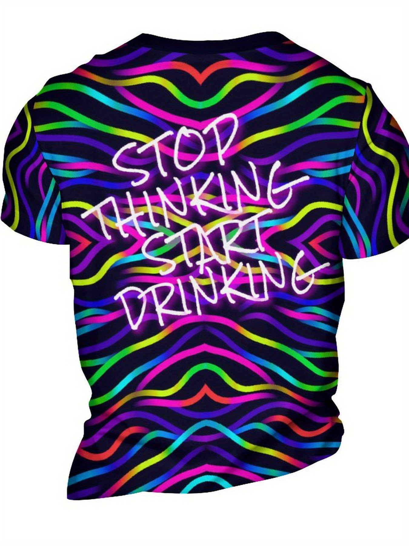 neon light and letter digital print mens novelty short sleeve crew neck t shirt summer party nightclub