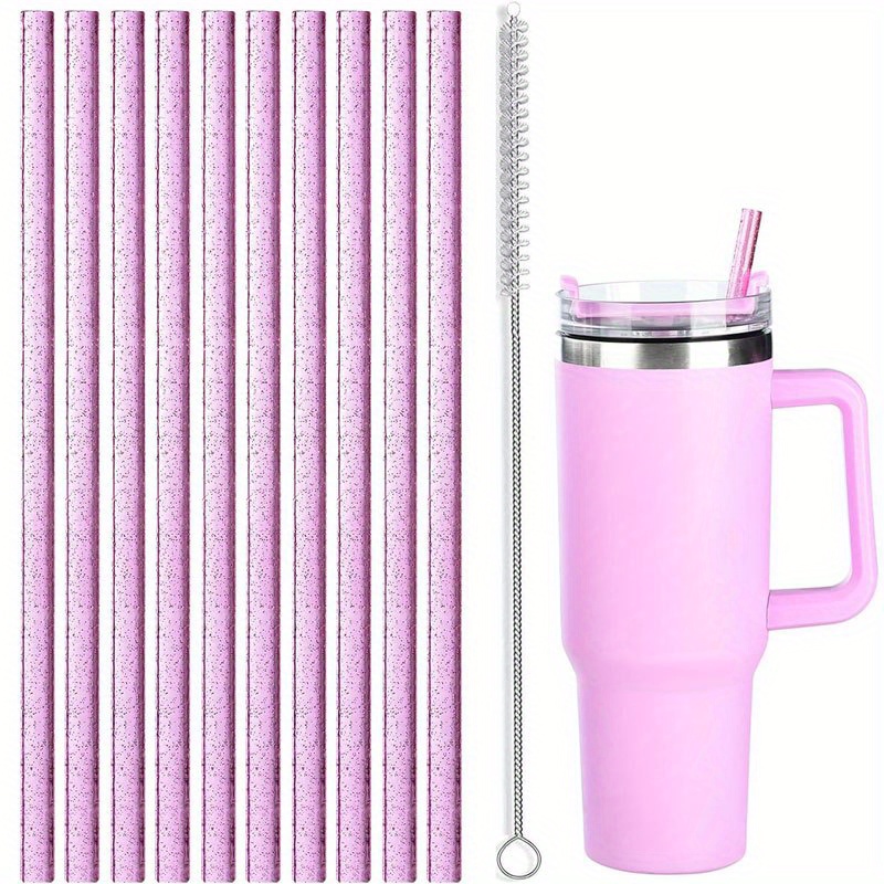 

10pcs Replacement Straws For Stanley 30oz 40oz Tumbler, 12in Reusable Straw For Stanley Cup, Long Straws With Cleaning Brush