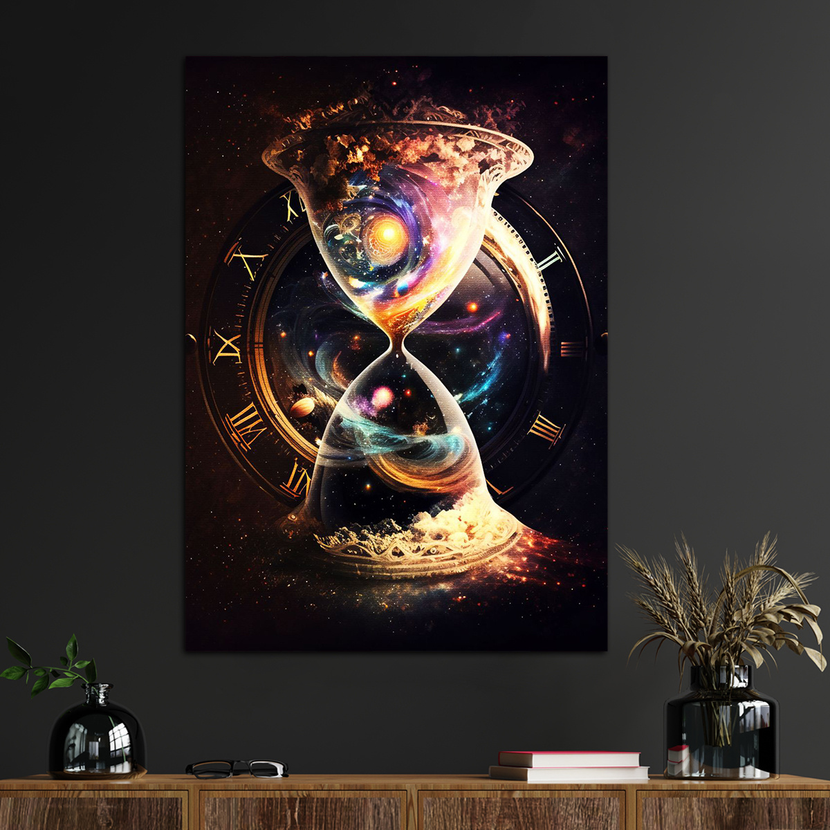 

1pc Hourglass Watch Poster Canvas Wall Art For Home Decor, Universe Of Time Poster Wall Decor High Quality Canvas Prints For Living Room Bedroom Kitchen Office Cafe Decor, Perfect Gift And Decoration