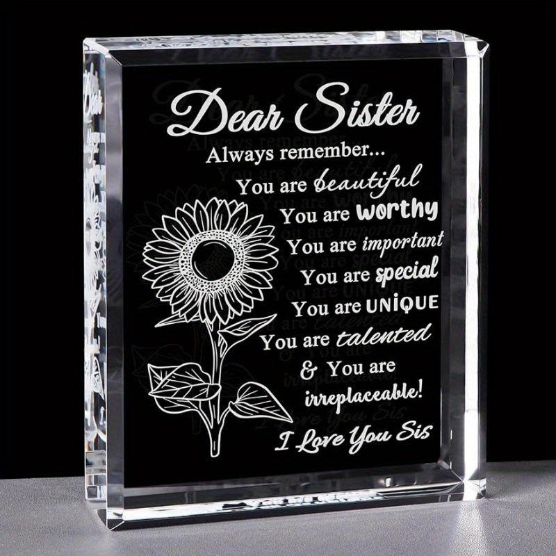 

1pc, Sister Birthday Gifts From Sister, Compliment Sister Gifts For Women, Sister Love Crystal Keepsake For Christmas