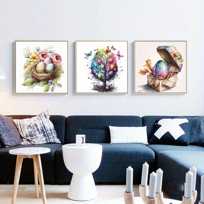1pc unframed canvas poster modern art fun easter eggs fresh flowers vivid colors cartoon canvas painting ideal gift for bedroom living room corridor wall art wall decor winter decor room decoration