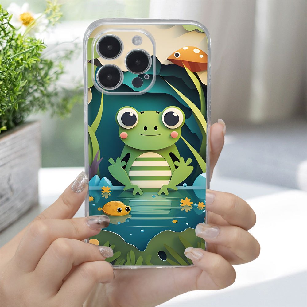 

Premium Quality Transparent Phone Case With Creative Cartoon Frog Pattern, Suitable For Iphone 15 14 13 12 11 Xs Xr X 7 8 Plus Pro Max Mini