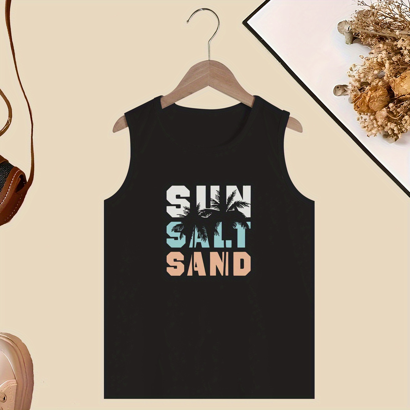

Letter Print Crew Neck Sleeveless Shirts Vest Girls Summer Clothes Gift
