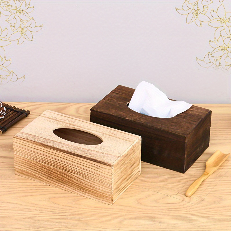 1 pièce bois Couvercle mouchoir stockage simple Boîte à mouchoirs