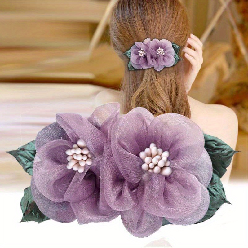 1 elegant organza flower hair clip lightweight delicate - Temu