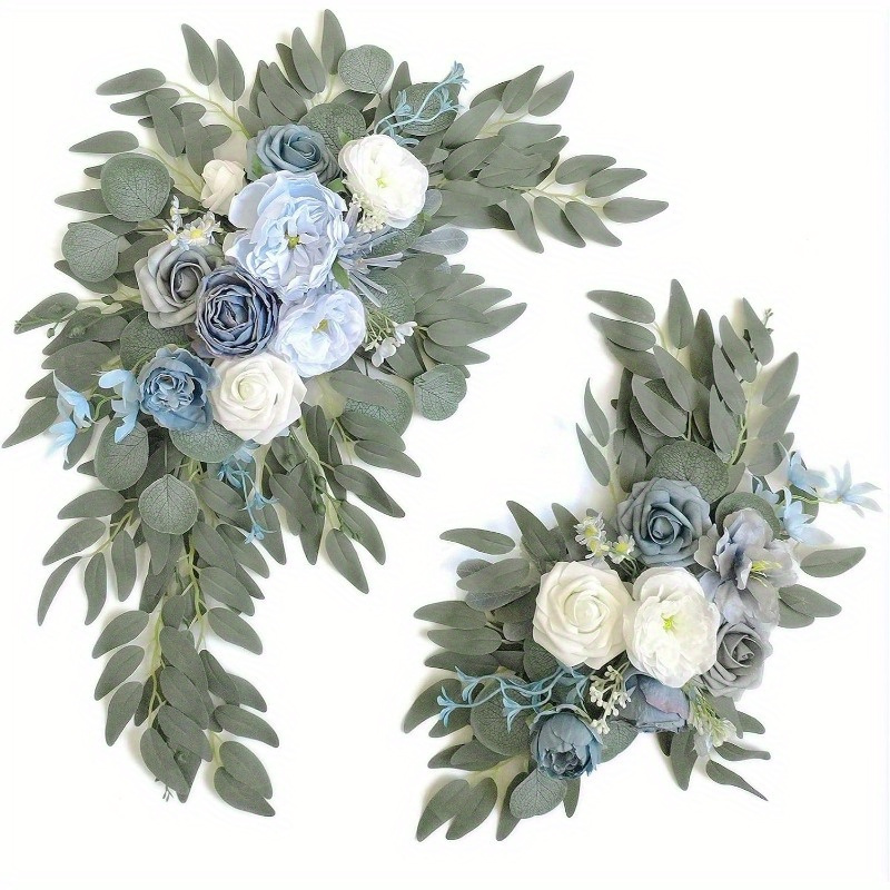 

2pcs/set, Artifical Flower For Wedding Welcome Signs Floral Decorations And Wedding Reception Ceremony Signs (blue)