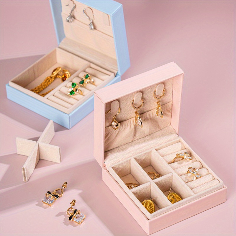 Caja de joyería transparente para organizador de joyas de terciopelo  acrílico, bandeja de joyería, organizador de cajones, almacenamiento de  collares