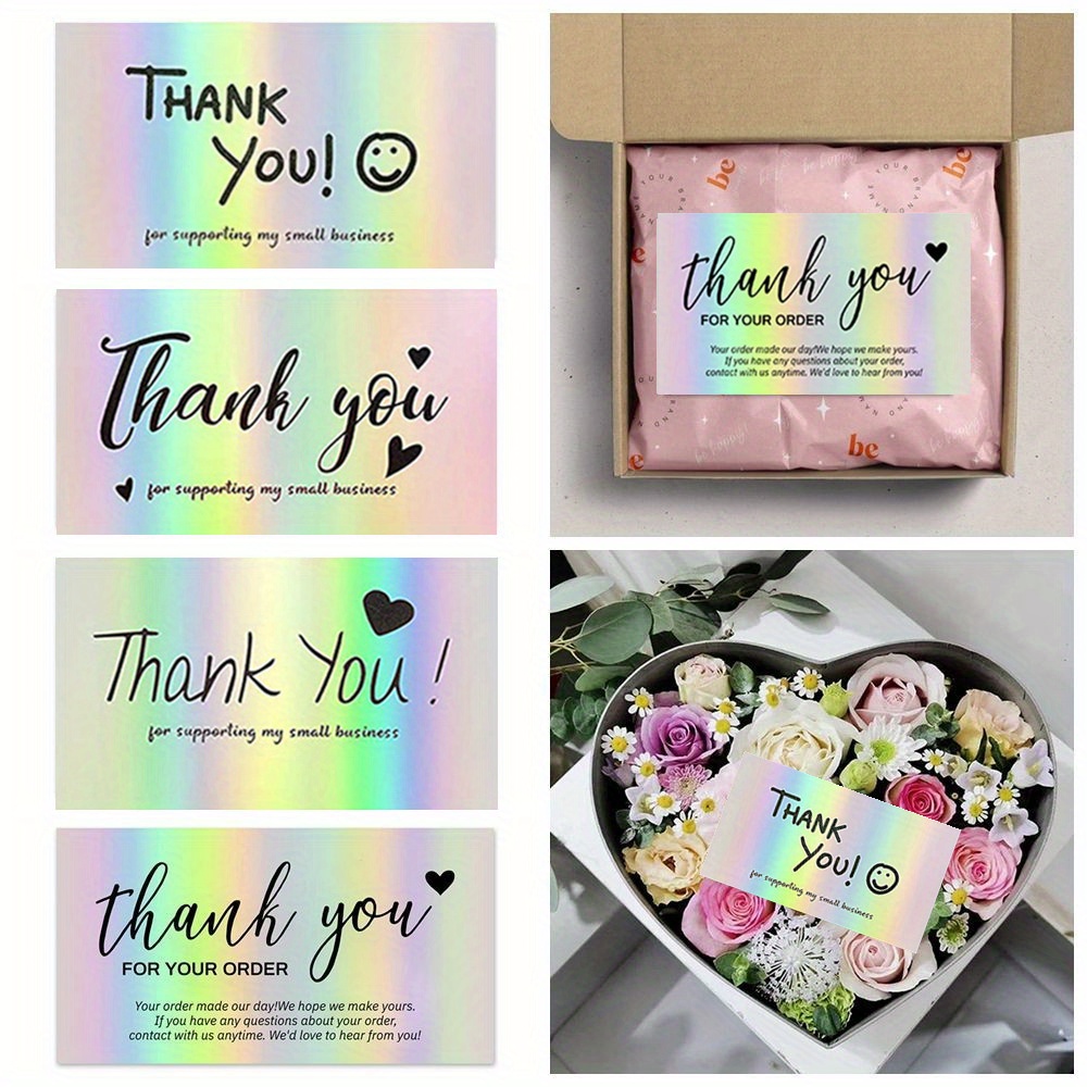 

50pcs/pack 9 * 5cm Laser Reflective Thank You Card "gorgeous Thank You" Love Business Card, Wedding, Holiday Gift Card, Store Thank You Gift Card