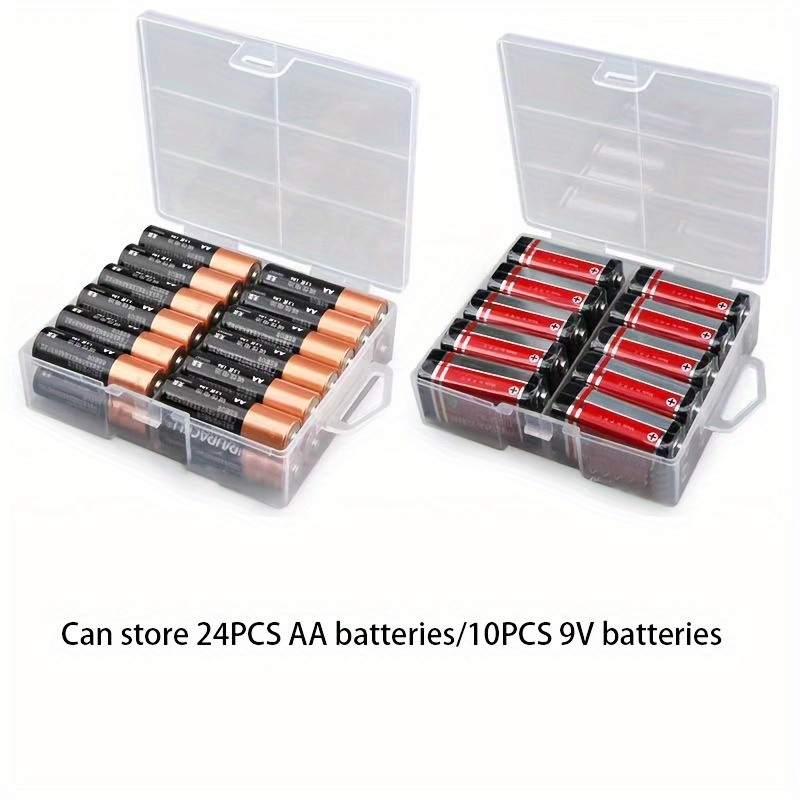 

Aa/aaa Battery Storage Box Transparent Bbattery Storage Box Can Hold 24 Aa Batteries Or 24 Aaa Batteries