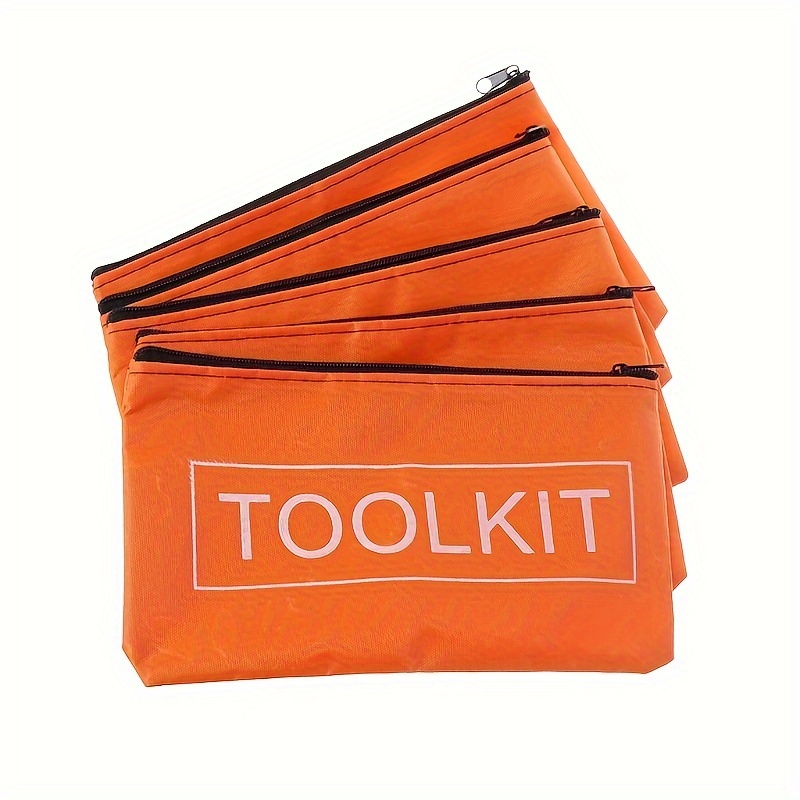 

5-piece Waterproof Oxford Fabric Tool Pouches With Zippers - Durable Multi-purpose Storage Bags For Hardware & More