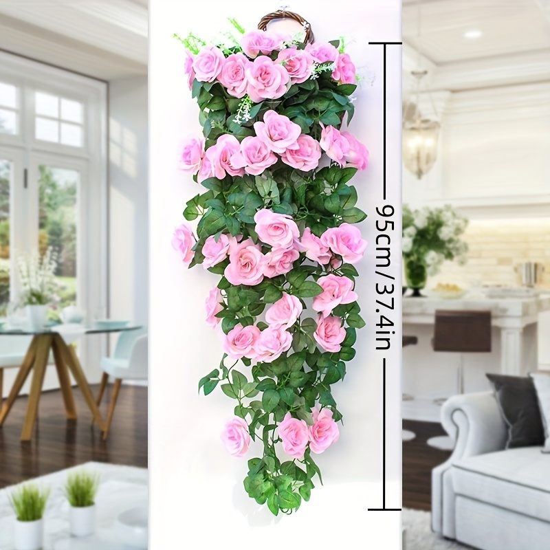 2pcs Rosas Artificiales Pared Colgante Flores Falsas Ratán | Envío Gratis