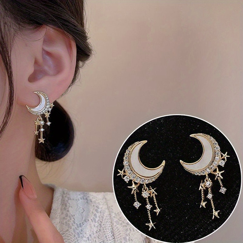 

Star Moon Stud Earrings, Ramadan Alloy Ear Jewelry Decor For Daily Wear Dating, Gift For Women For Eid, Ramadan