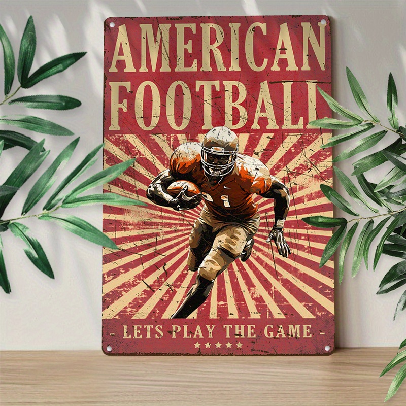 

1pc 8x12inch (20x30cm) Aluminum Sign Metal Tin Sign American Football Rustic Football Metal Vintage Poster Wall Art Tin Sign