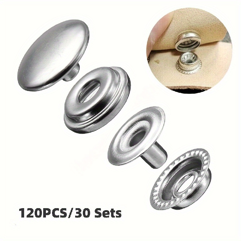 

120pcs/30sets 15mm Stainless Steel Snap Fastener Press Stud Button Marine Boat&canvas