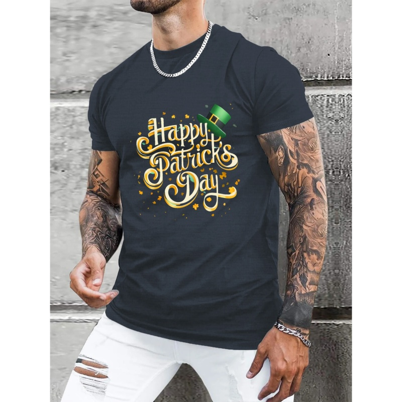 

Happy Patrick's Day Print T Shirt, Tees For Men, Casual Short Sleeve T-shirt For Summer