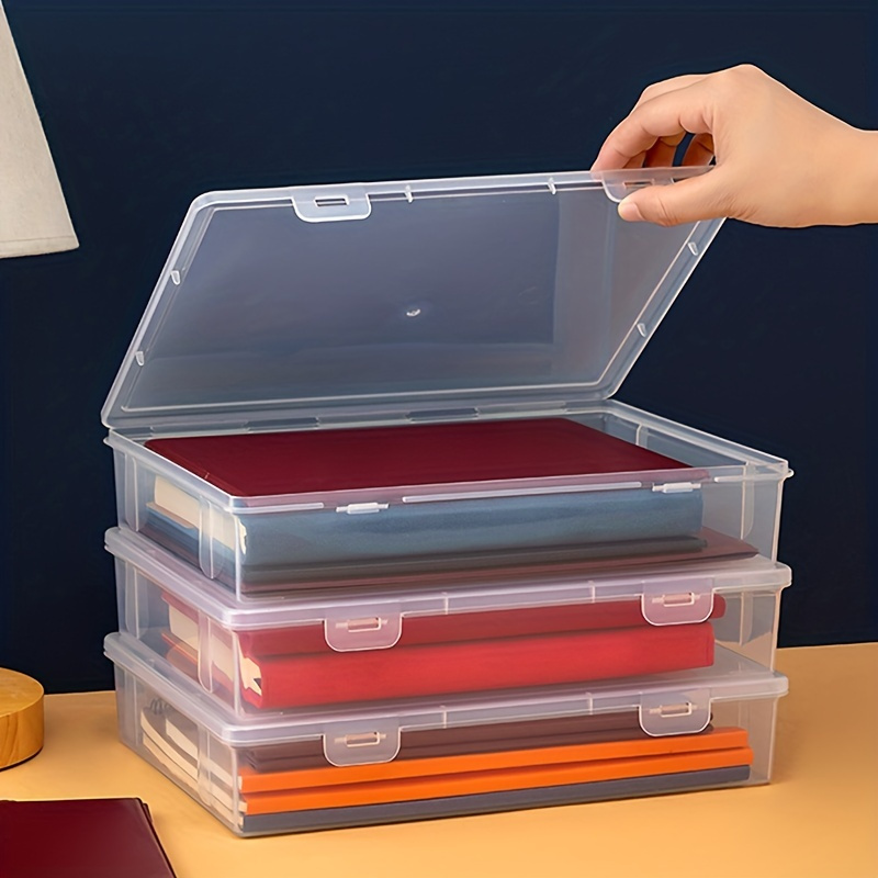 Caja de almacenamiento para archivar con tapa para documentos de tamaño A4., Armario de plástico para archivos: almacenamiento de oficina simplificado