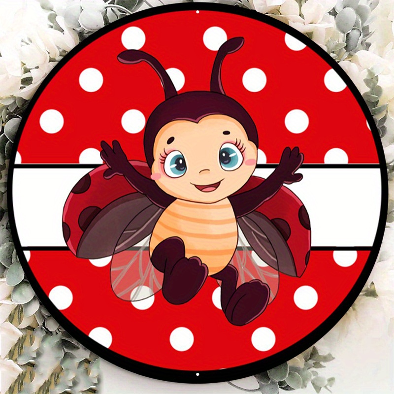 

1pc 8x8in Aluminum Metal Sign Summer Ladybug Sign, Wreath Sign, Home Decor