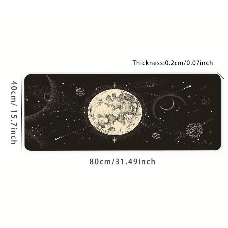 Starry Sky Moon Mouse Pad 35.4x15.7 Inch Non-Slip Rubber Base Mousepad