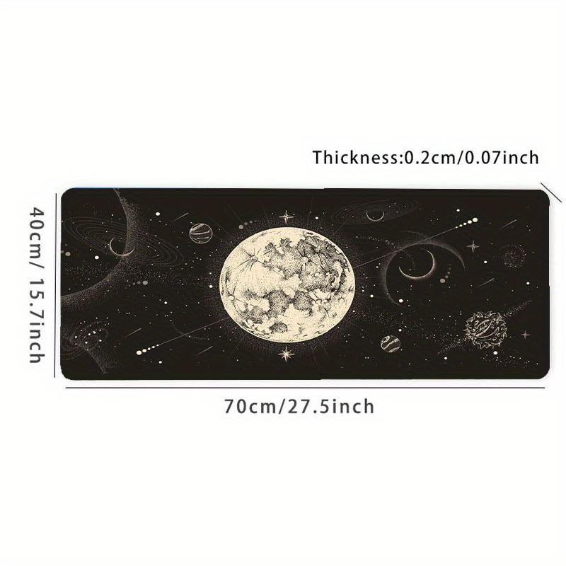 Starry Sky Moon Mouse Pad 35.4x15.7 Inch Non-Slip Rubber Base Mousepad