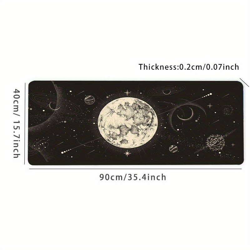 Starry Sky Moon Mouse Pad 35.4x15.7 Inch Non-Slip Rubber Base Mousepad