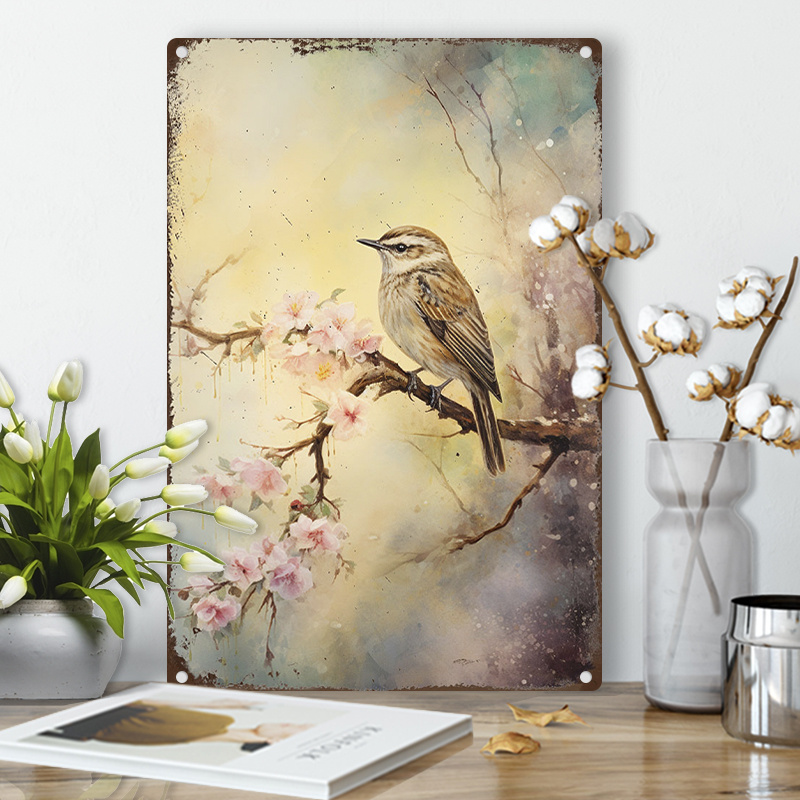 

1pc 8x12inch (20x30cm) Aluminum Sign Metal Tin Sign Field With Wild Flowers And A Bird In The Sunlight Vintage Metal Tin Signs