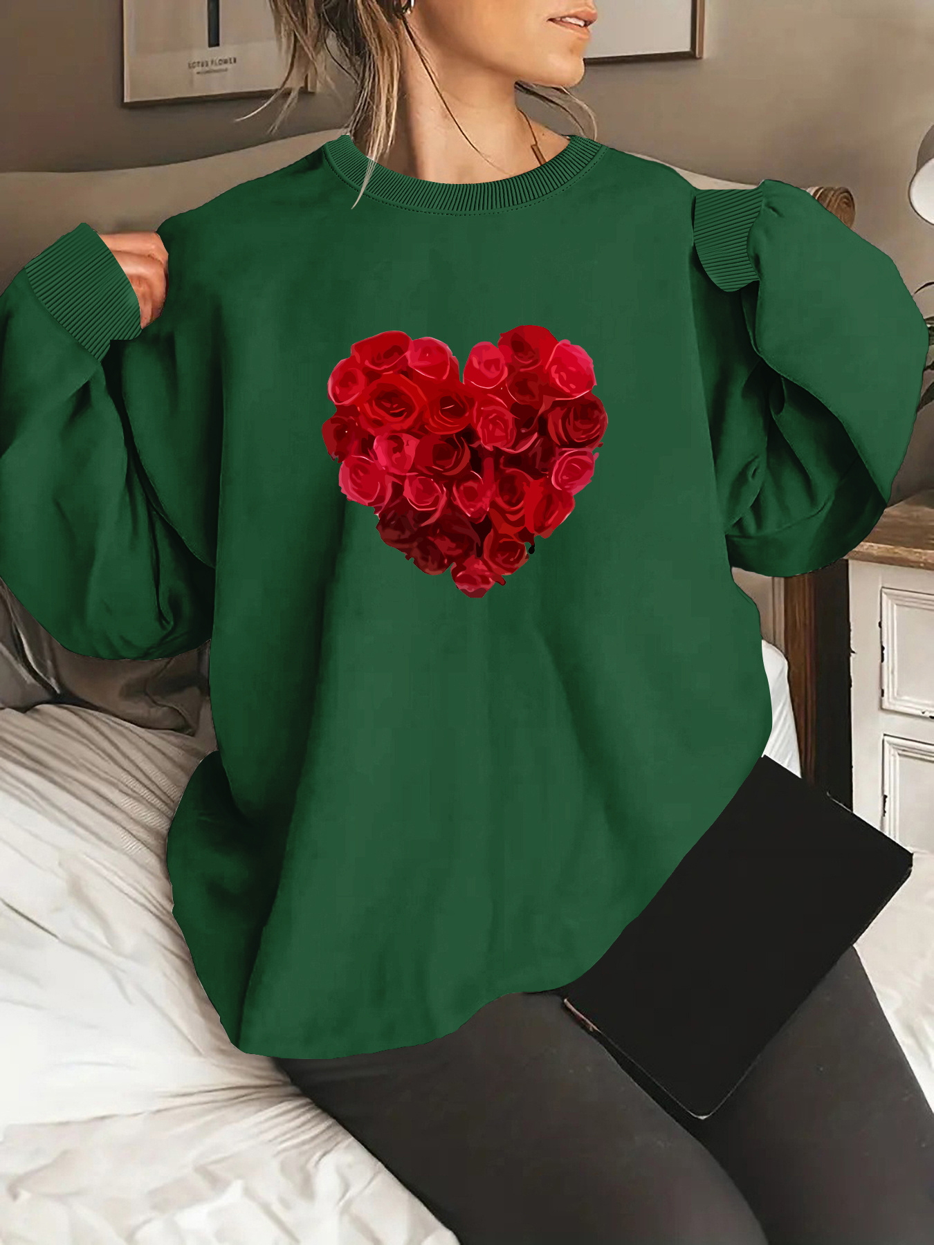 Graphic Print Sweatshirt Plus Size Crew Neck Casual - Temu New Zealand