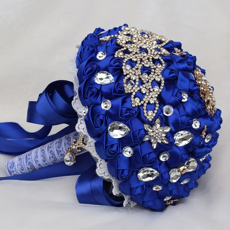 qo'l bilan ushlanadigan to'y buketi, aksessuarlar, o'z-o'zidan tayyorlangan kelin, kuyov, gulchambar, chiroyli polyester spandex, sharobda, ko'k, binafsha, tafsilotlar, 8