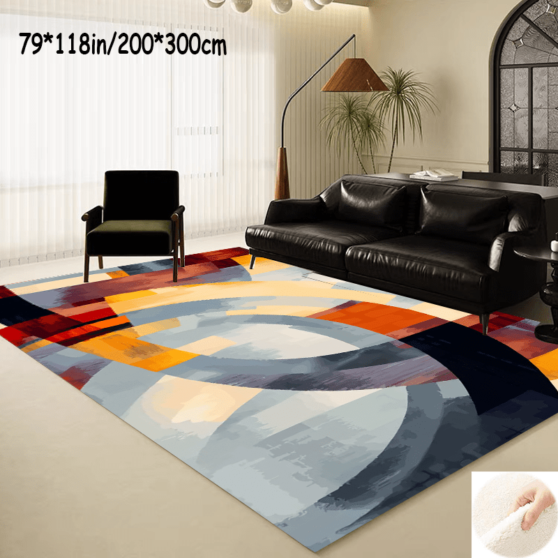 

1pc, Modern Geometric Pattern Indoor Mat, Imitation Cashmere Area Rug, Non-slip Floor Carpet, Home Decor, Room Decor, Home Kitchen Items, Gifts