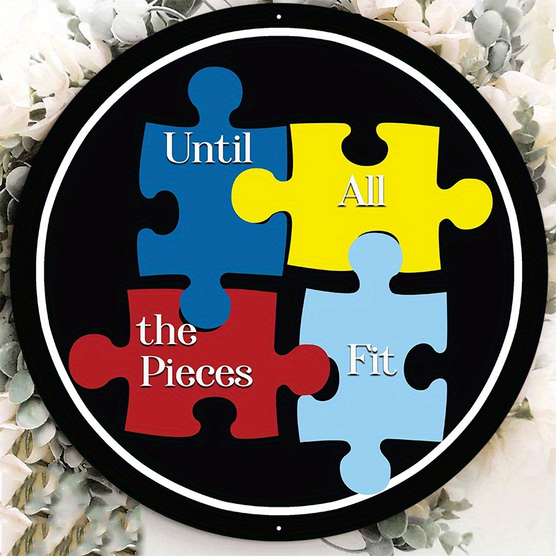 

1pc 8x8inch Aluminum Metal Sign Autism Awareness Wreath Sign, Metal Wreath Sign, Wreath Attachment, Wreath Embellishment, Puzzl