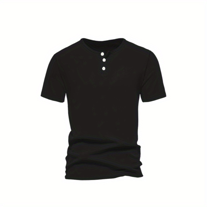 

Plus Size Henley Shirt, Men's Casual Stretch Short Sleeve Henley Shirt For Spring Summer, Men's Clothing