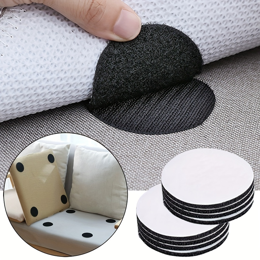 10mm White Round Coins Dots Self Adhesive Velcro Dots Hook and Loop Use For  Bed Sheet, Sofa, Mat, Carpet, Anti Slip Mat 100PCS