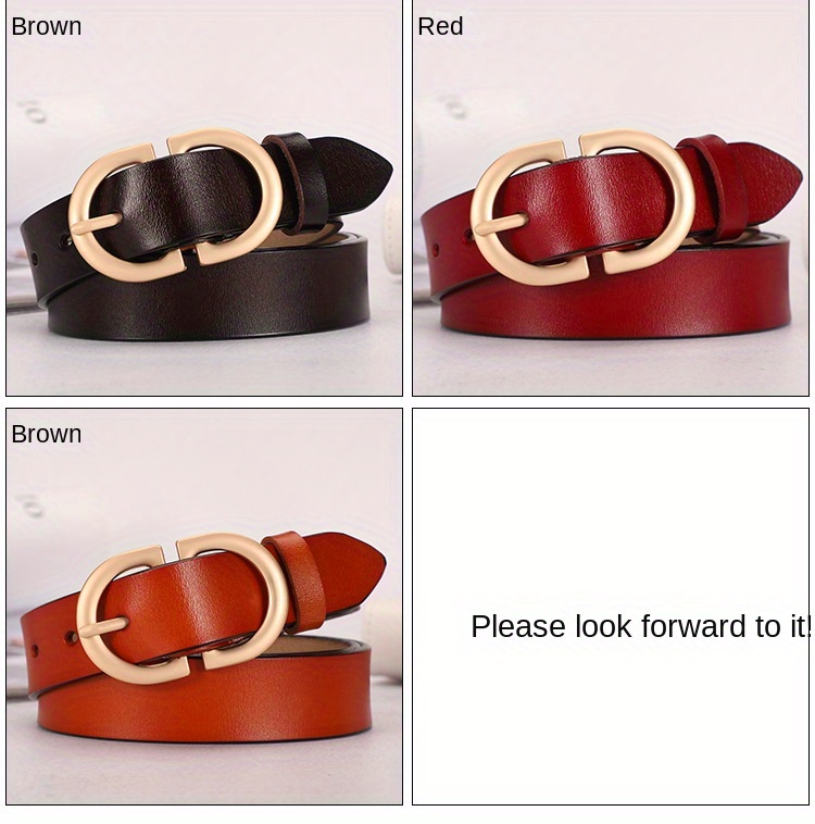     genuine leather belt for women classic solid color waistband casual jeans pants belts details 5