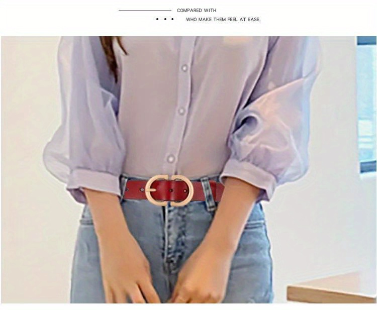     genuine leather belt for women classic solid color waistband casual jeans pants belts details 2