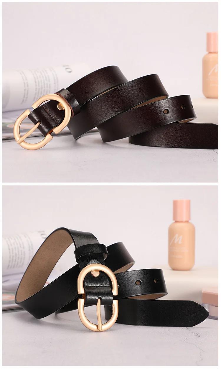     genuine leather belt for women classic solid color waistband casual jeans pants belts details 11