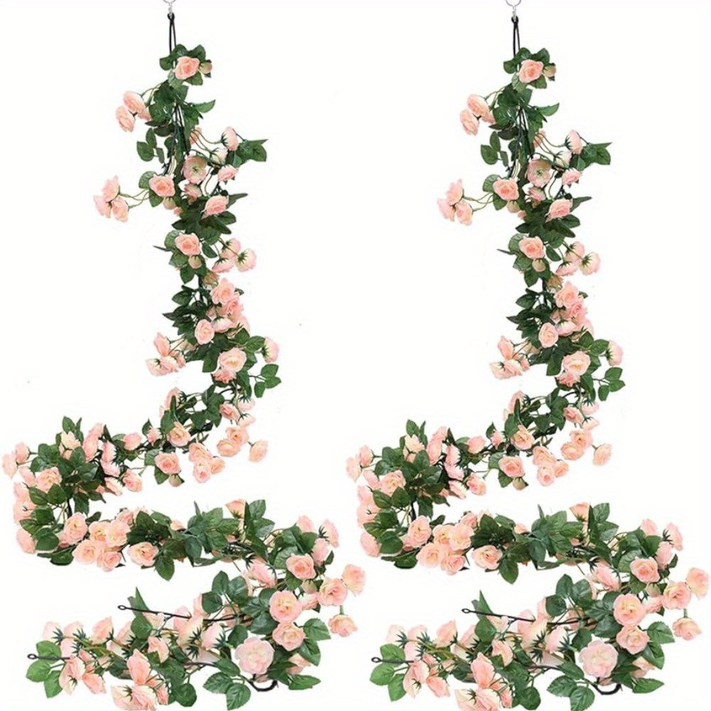 

2pcs, Artificial 69-head Artificial Rose Vine Flower Ribbon Decoration, Suitable For - Spring, Valentine's Day, Flower Hanging Garden Craft Rose Ivy Plant Wedding Arch Arrangement (light Pink)!
