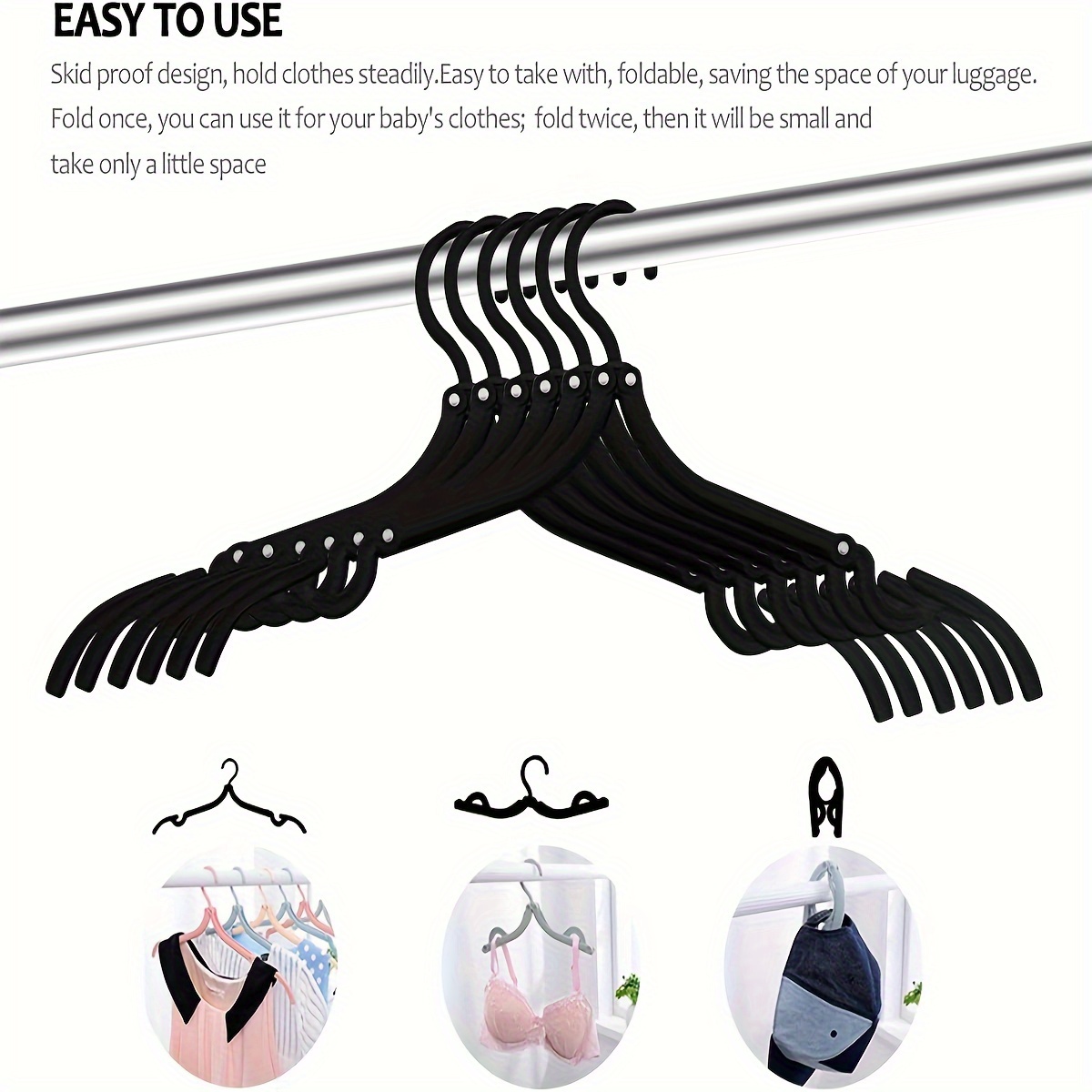 6/10pcs Plastic Travel Hangers, Portable Folding Clothes Hangers ...