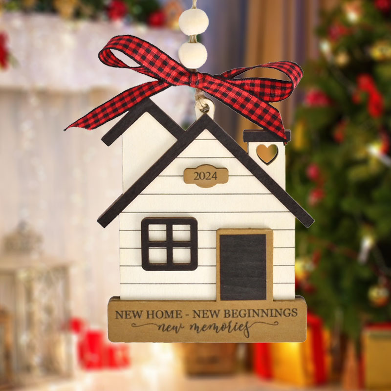 

1pc, 2024 House Wooden Hanging Decorations New House New Beginning Pattern Decorations Housewarming Party Decorations Holiday Party For Family And Friends